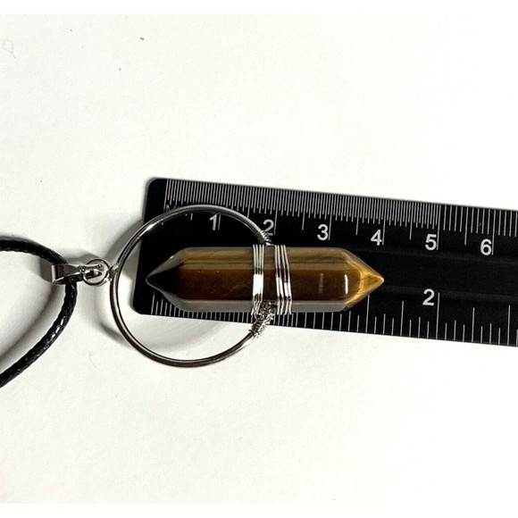 Tiger Eye Two Pointed In Circle Pendent Premium Wax Cord Black - Picture 4 of 6